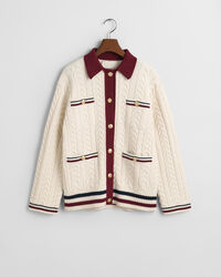 Kontrast Strickjacke mit Zopfmuster