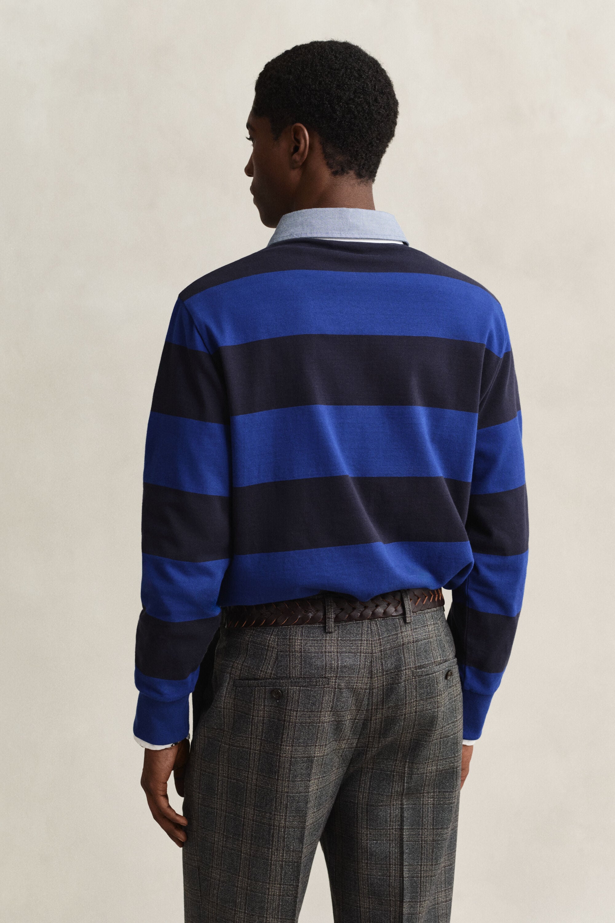 Chambray Collar Striped Heavy Rugger