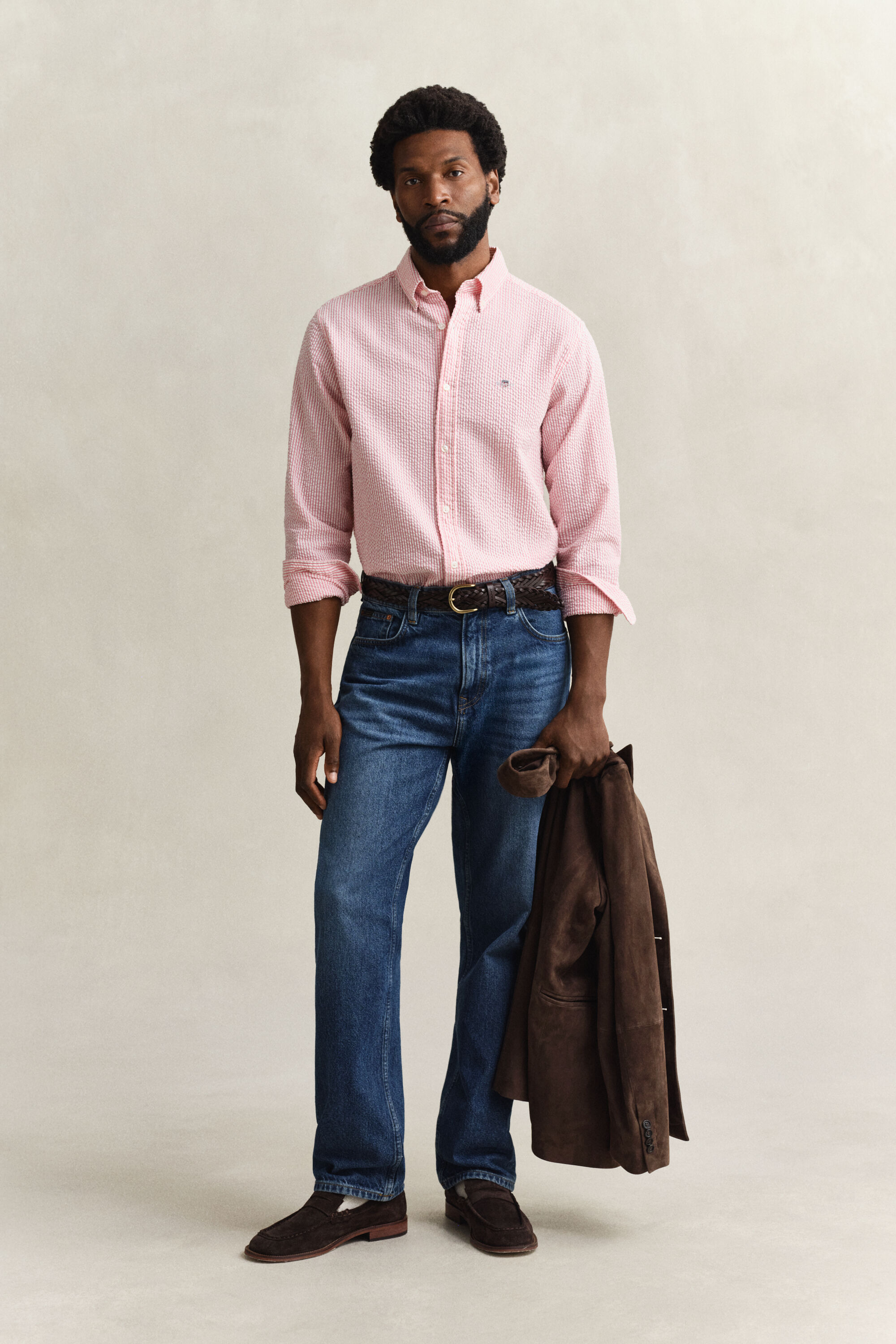 Regular Fit Seersucker Hemd mit Streifen