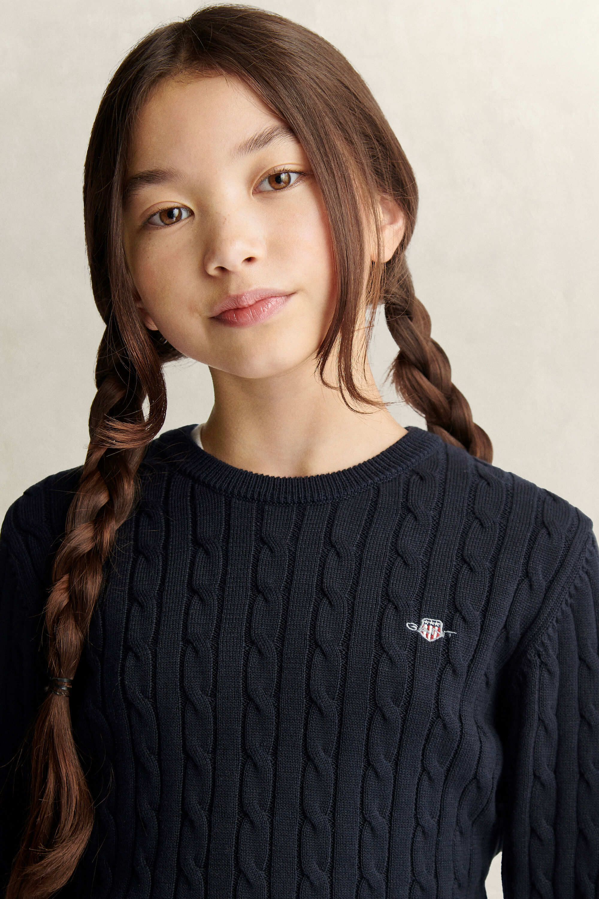 Teen Girls Shield Zopfstrickpullover