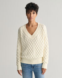 Strukturstrick V-Neck Pullover
