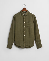 Stückgefärbtes Regular Fit Leinen Hemd