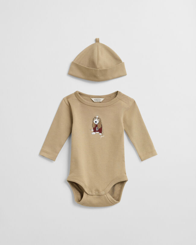 Baby Body und Beanie mit Hunde-Print