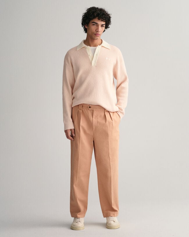 Twill-Chinohose mit B&uuml;gelfalten