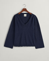 V-Neck Pullover aus Leinenmischgewebe