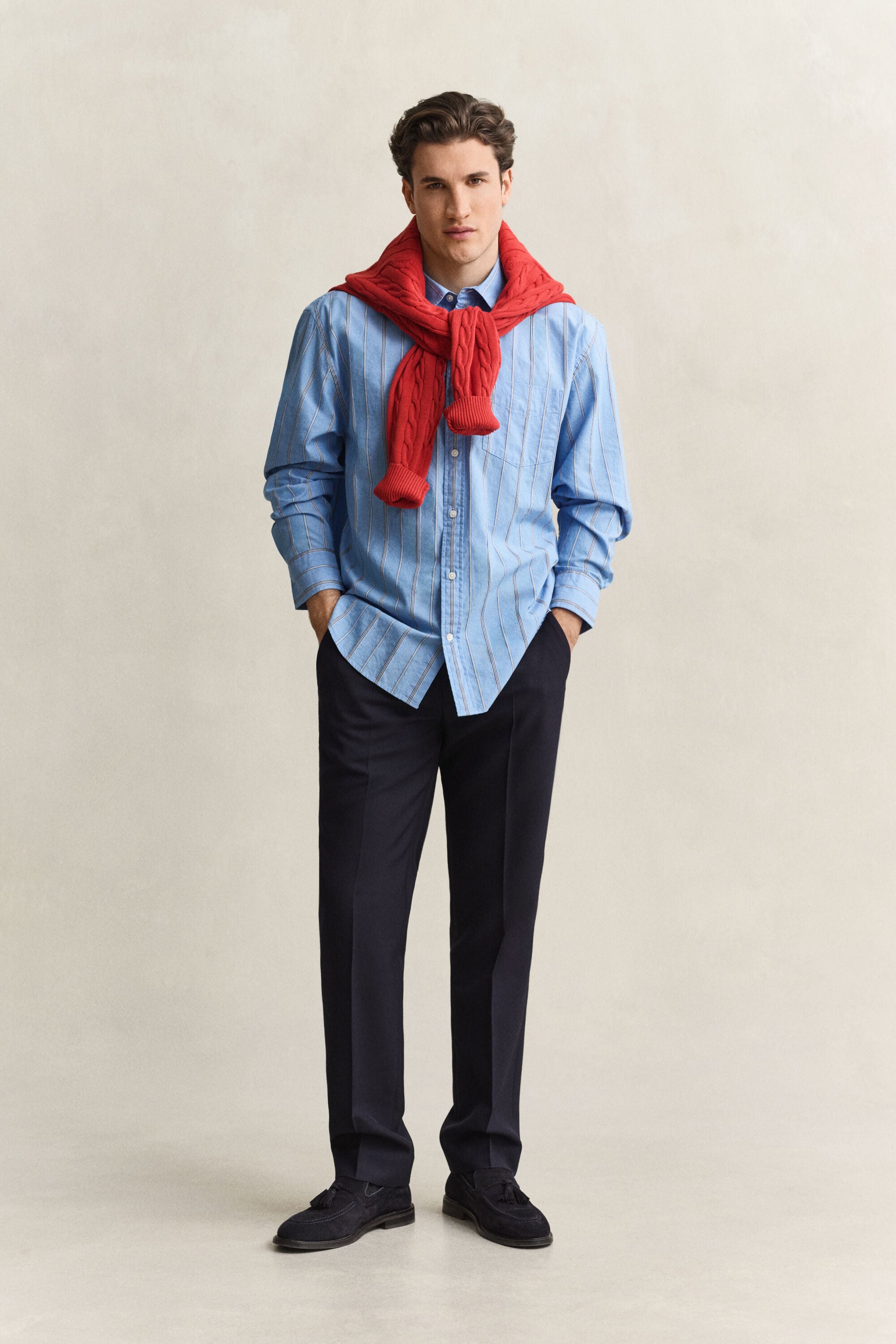 Relaxed Fit Dobby Stripe Hemd