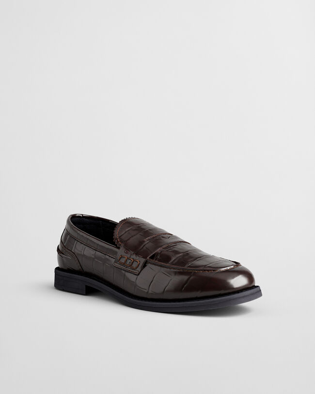Gracelyn Leder Loafer in Kroko-Optik