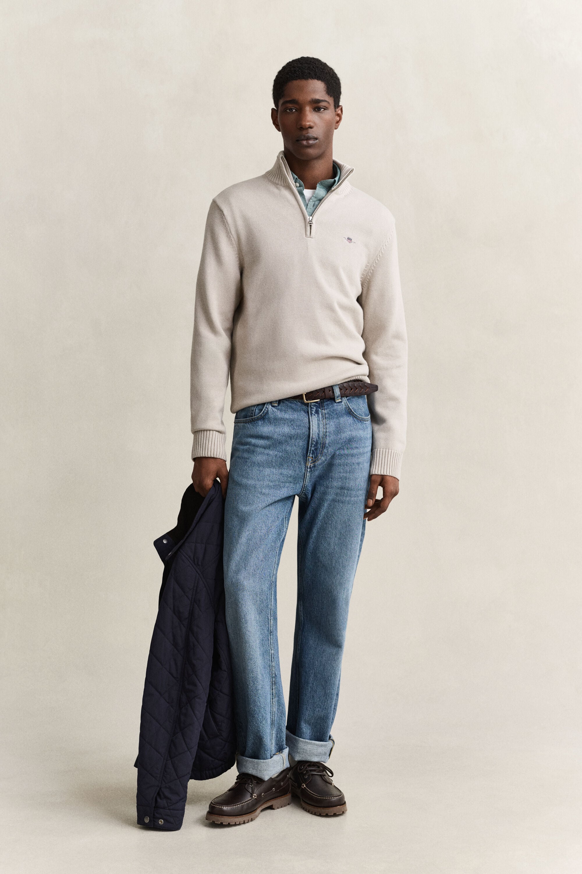 Maglia in cotone casual con zip corta