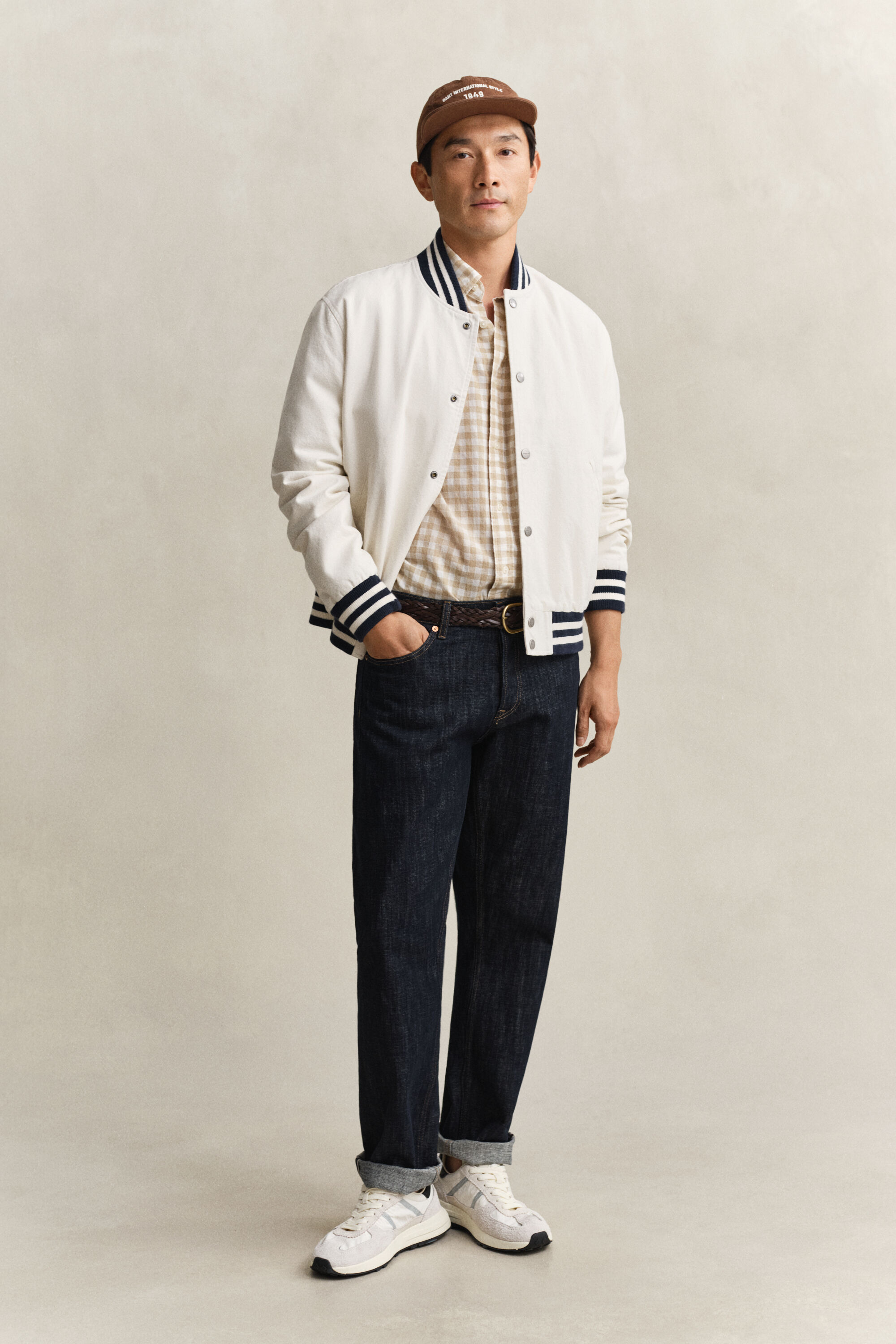 Gingham Hemd aus Leinenmix