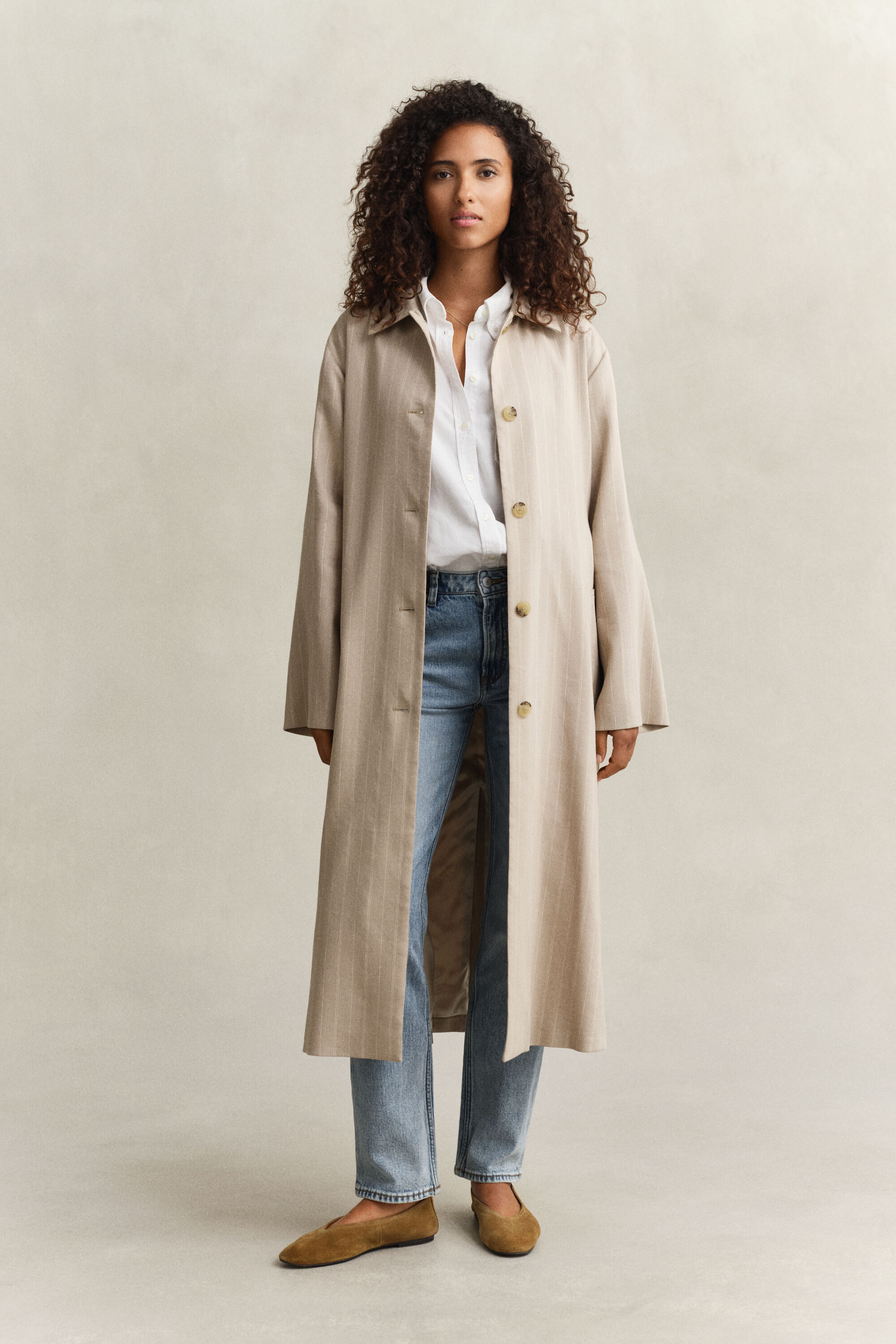 Manteau à rayures tennis en lin mélangé