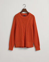 Rundhalspullover mit Zopfmuster