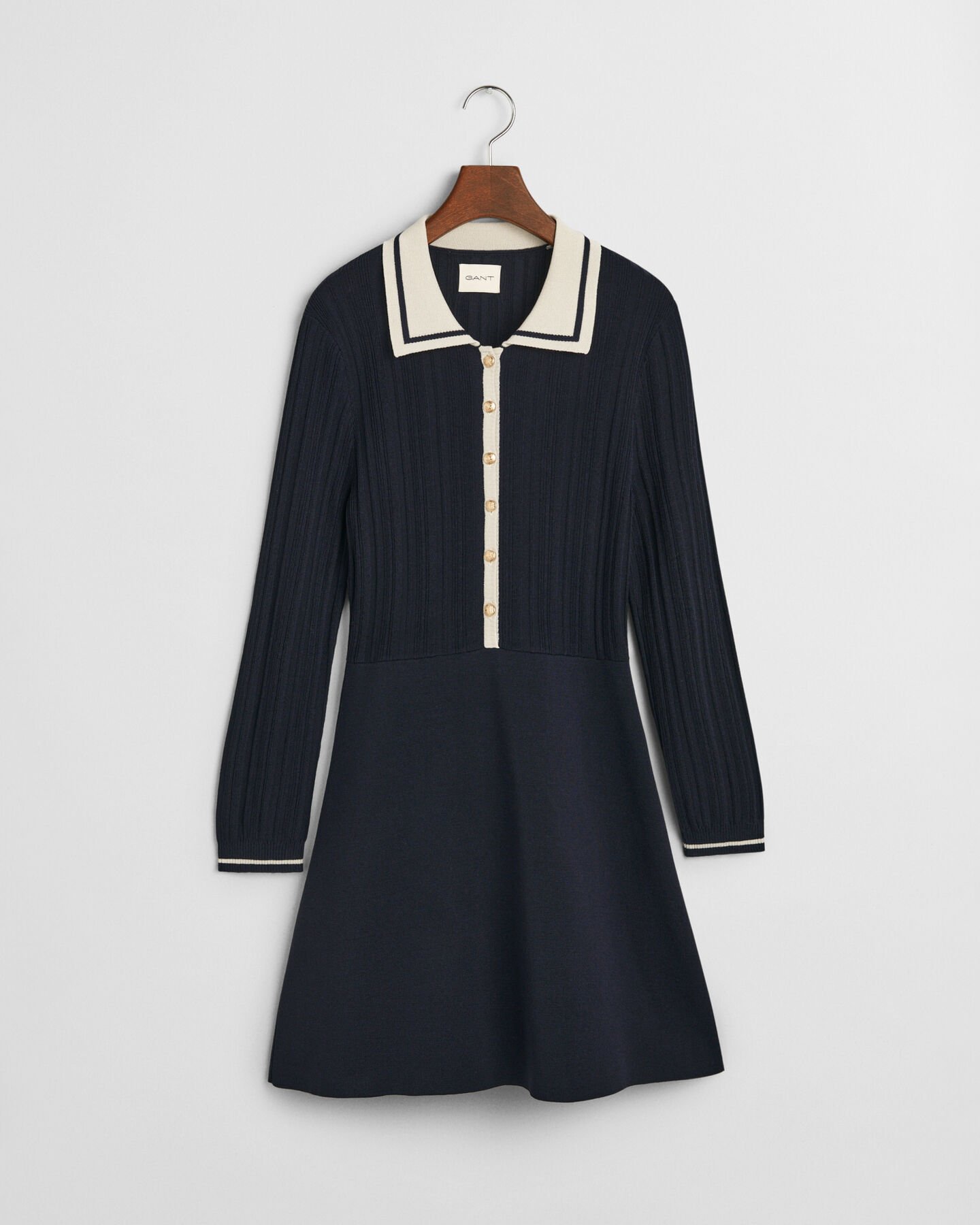 Rippstrick Kleid mit Kontrast