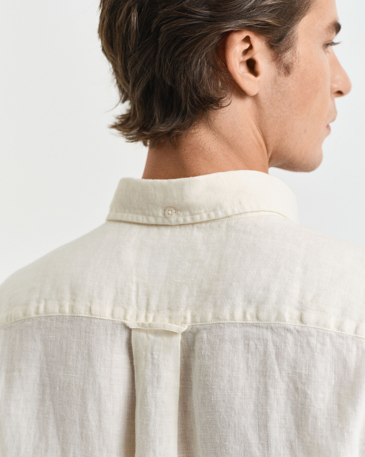 St&uuml;ckgef&auml;rbtes Regular Fit Leinen Kurzarmhemd