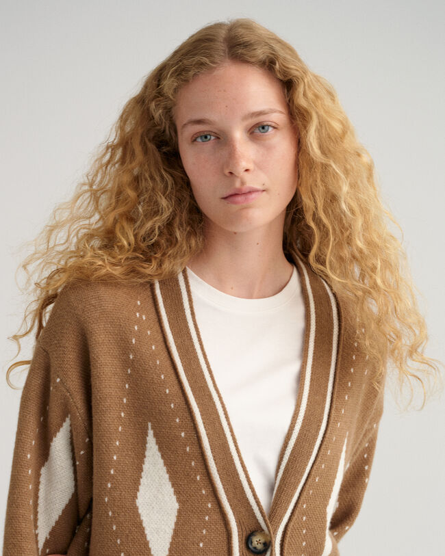 Argyle Longstrickjacke