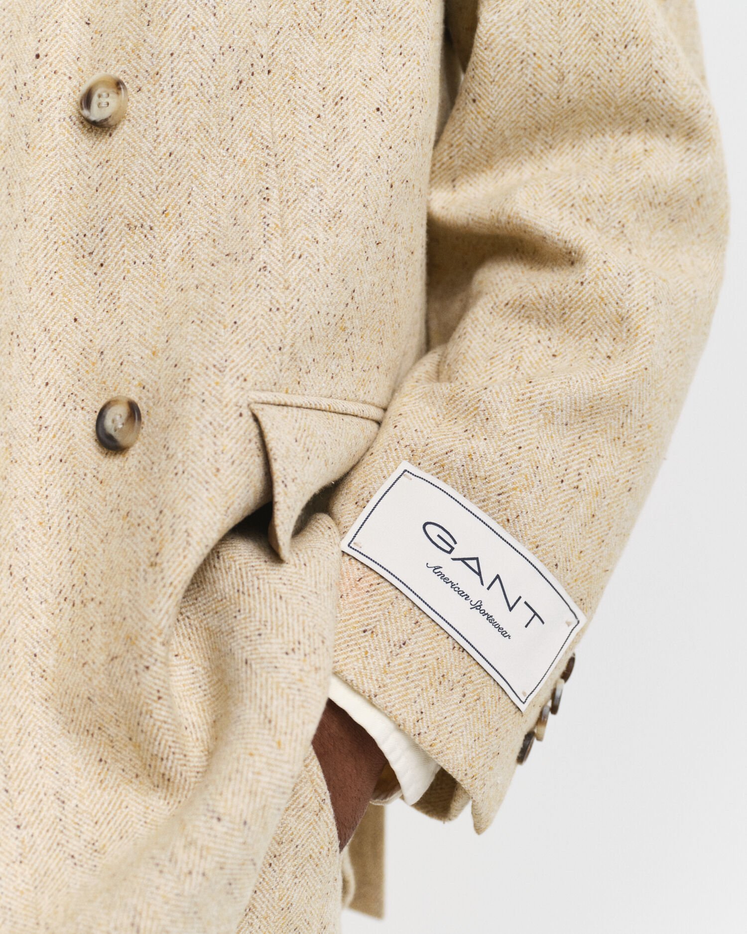 Relaxed Fit Herringbone Anzugsakko mit Noppenstruktur