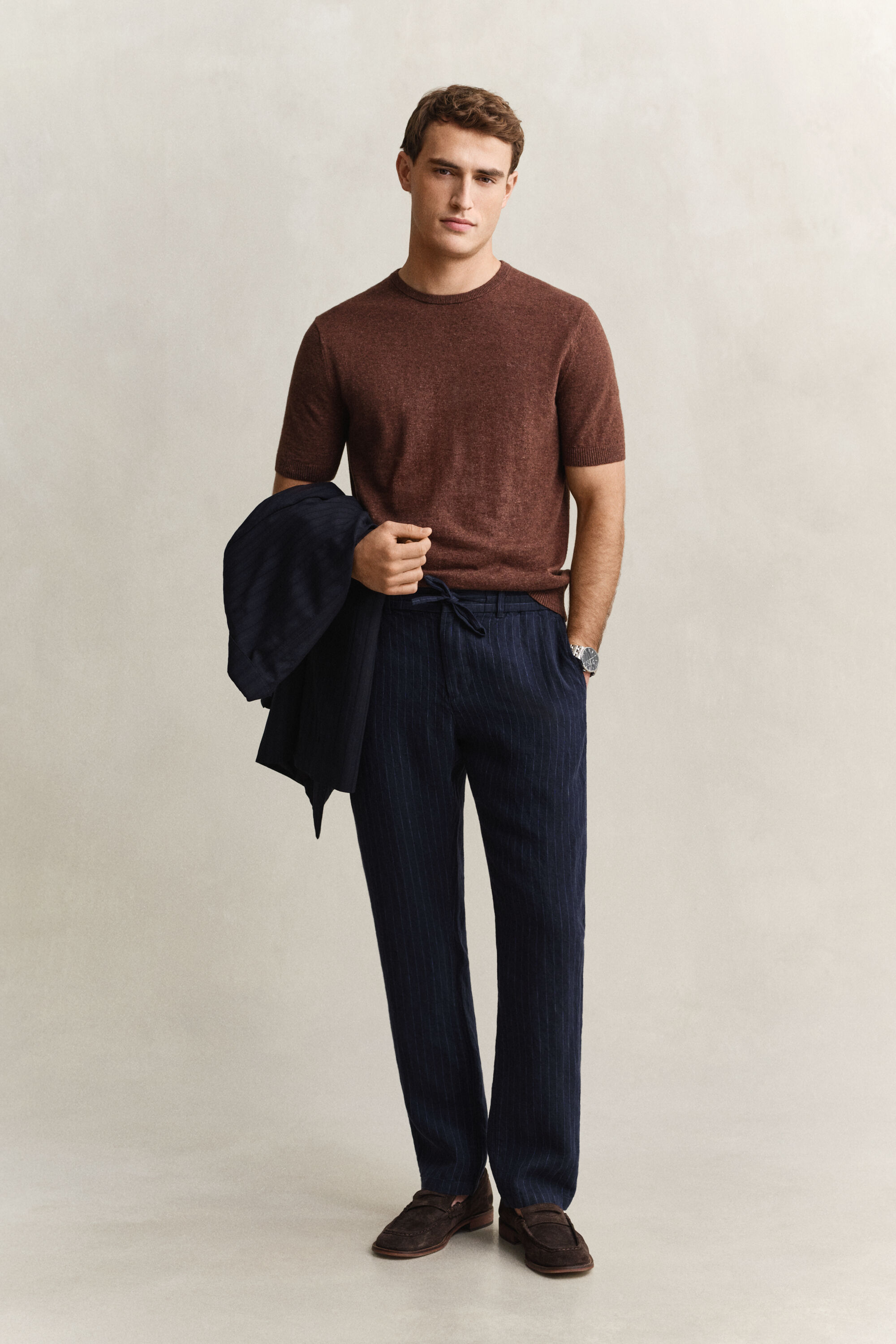 Gestreifte Leinenhose