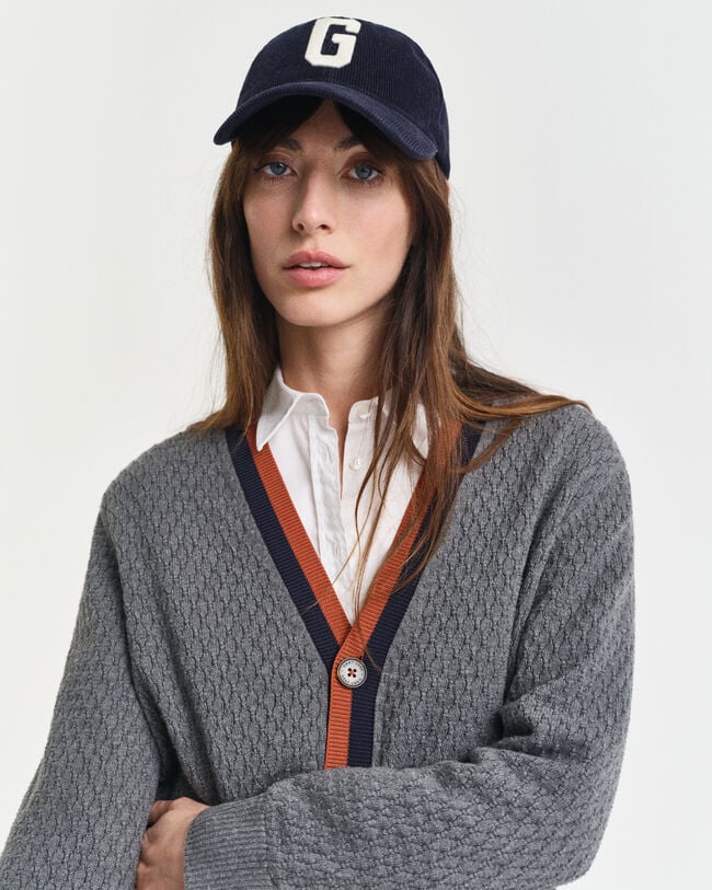 Kontrast Strickjacke aus strukturierter Baumwolle