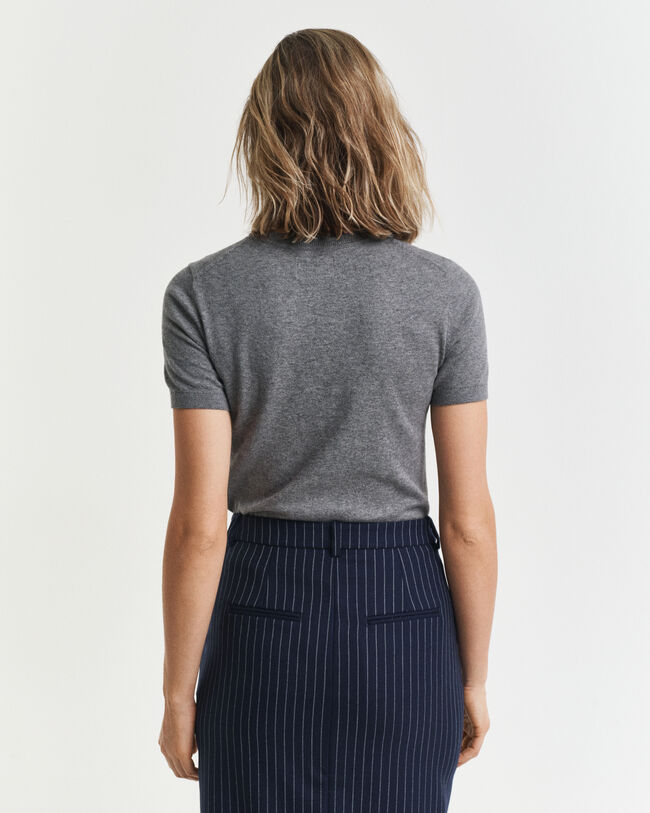 Leichter Kurzarm-Rundhalspullover