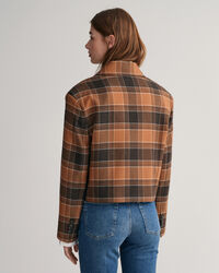 Verkürzte Woll Blazerjacke mit Karomuster