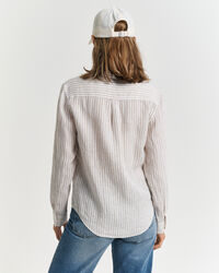 Regular Fit Leinenbluse mit Streifen