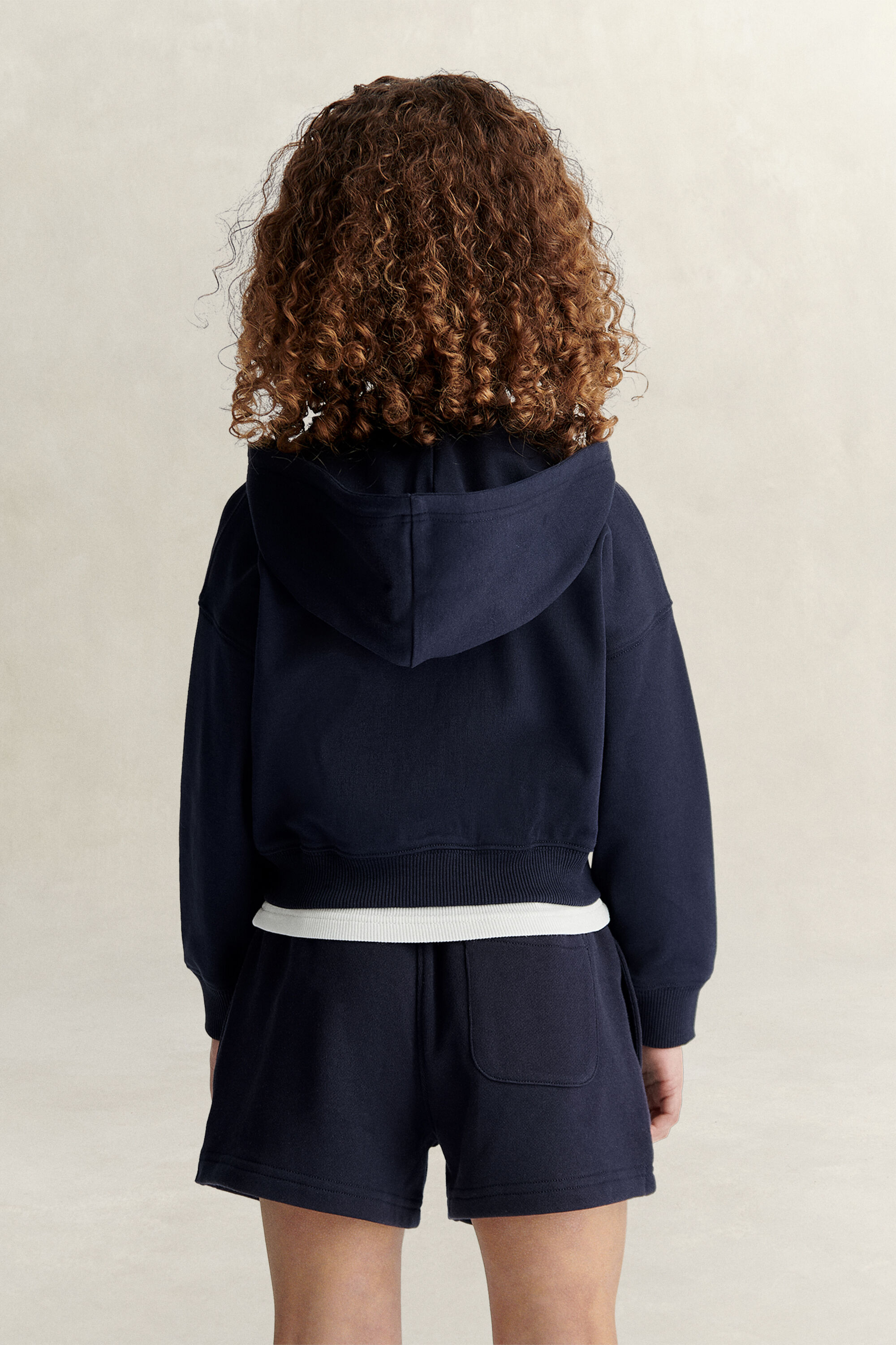 Felpa corta con cappuccio e zip Shield Girls