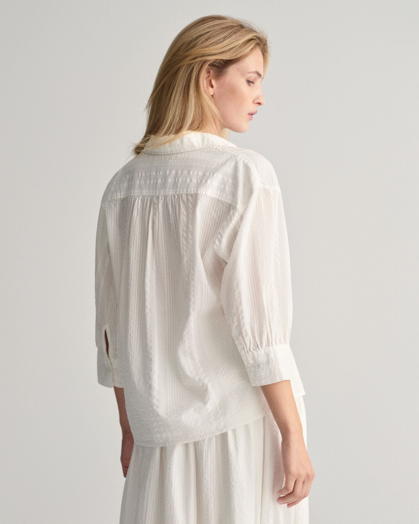 Relaxed Fit Seersucker Schlupfbluse mit Streifen