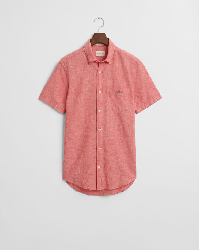 Regular Fit Baumwoll Leinen Kurzarmhemd